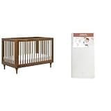 babyletto Lolly 3-in-1 Convertible Baby Crib in Natural Walnut with Pure Core 2-Stage Crib Mattress Bundle