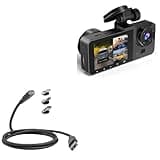 BoxWave Cable Compatible with EMRSTORES-Y15 Dash cam (2 in) - MagnetoSnap PD AllCharge Cable (100W), Magnet Charging Braided USB Type-C Micro - Jet Black