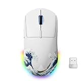 Typehaven G57 Wireless Gaming Mouse, 8000 DPI, 80g, 2.4G/Bluetooth/USB-C Rechargeable Wireless Mouse with 5 Programmable Buttons for PC/Mac, White