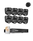Anlapus 8CH 4K Home Security Camera System Outdoor with AI Human Vehicle Detection, 8 x Wired Surveillance Dome Camera and 2K Magnetic Window Cam, 80ft Night Vision, Audio Recording, Remote Access