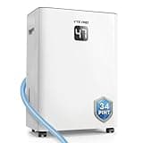 34Pint Dehumidifier for 2500Sq.Ft, Compressor Dehumidifiers for Home, Front LED Digital Humidity Display&Quiet Dehumidifier for Basement, Bedroom, Bathroom, with 6.56FT Drain Hose DH1800S