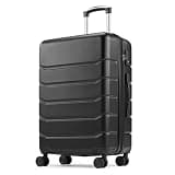 Sweetcrispy 20 Inch Carry On Luggage, Lightweight ABS Rolling Hard Shell Suitcase with Quiet Spinner Wheels, Built-in TSA Lock, Portable Travel Suitcase for Business Trip & Vacation Use, Black