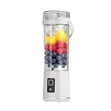 Powerful Plastic Portable Blender With Base Lid Digital Display Electric USB Juicer Blender For Smoothies Ice Blending Juicing compact(White)