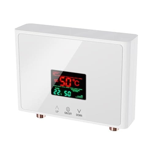 Instant Water Heater Bathroom Kitchen Electric Wall Mounted Water Heater with Remote Control LCD Temperature Display (3000W White)