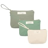 Pearhead Baby Diaper Bag Organizing Pouch Set – Feed Me, Change Me, Dress Me – Zip Pouches Made from Recycled Cotton, Gender Neutral Diaper Bag Accessories and Baby Essentials Organizer - Set of 3