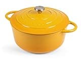 Nuovva Enamelled Cast Iron Dutch Oven Pot with Lid 6.4 Quart Non Stick Casserole Pot-Heavy Duty & Oven Safe up to 500° F for Bread Baking, Braising, Stews, Roasting - 28cm Yellow