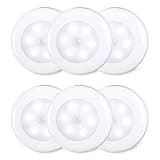 STAR-SPANGLED 6 Pack 2.8” Motion Sensor Lights Indoor AAA Battery Operated, Stick on LED Puck Light for Stairs, Under Cabinet, Closet, Cool White