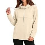 Beessbest Hoodies for Women Long Sleeve Cowl Neck Sweatshirts Beige