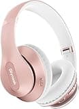 Glynzak Wireless Bluetooth Headphones Over Ear 65H Playtime HiFi Stereo Headset with Microphone and 6EQ Modes Foldable Bluetooth V6.0 Headphones for Travel Smartphone Computer Laptop Rose Gold