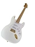 Solid Body Electric Guitar, White Gold Hardware & Star Inlays,Stage & Practice, Full Size 6-String (Guitarra Electrica)