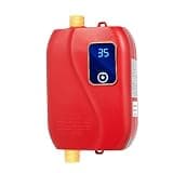 KEARIXM Tankless Water Heater Electric, 110V 3000W Instant Hot Water Heater with US Plug, Inline Water Heater, Small Water Heater, Electric Water Heater for Sink Kitchen, RV Tankless Water Heater, Red