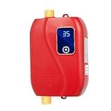 Tankless Water Heater 110V 3000W – Under Sink Instant Hot Water Heater Electric with LED Digital Display & ℃/℉ Conversion, Point of Use Mini Water Heater for Kitchen, Bathroom, RV, Salon – Red