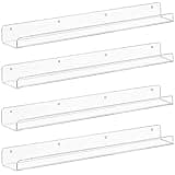 Weiai Clear Acrylic Floating Shelves 24 inches, Wall Bookshelf for Kids, Transparent Book Shelf Ledge for Wall, Set of 4
