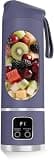 Etheryx Portable Blender, 450ml USB-C Rechargeable Mini Personal Blender with 12 Stainless Steel Blades, BPA-Free AS Plastic Juicer Cup for Smoothies, Shakes and Travel (purple)