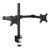 Amazon Basics Adjustable Dual Monitor Desk Mount, Supports up to 32 inch Monitors and 22 lbs per Arm, Adjustable Tension, VESA 75x75/100x100, Black