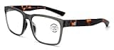 V.W.E. Men Progressive Reading Glasses No Line Clear on Top Bifocals Reader - Rectangular Matte Sport (Matte Grey/Tortoise, 1.00, x)
