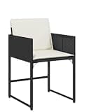 DXKDUSOKJ Patio Chairs with Cushions 4 Pcs, Black Poly Rattan Outdoor Chairs with Flap Backrest, Removable Washable Cushion Covers, Powder-Coated Steel Frame for Garden