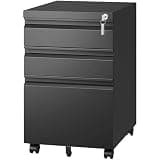 SIMPLI-Magic 3-Drawer Mobile File Cabinet with Lock - Under Desk Rolling Metal Filing Cabinet, Letter/Legal/A4, Fully Assembled, Home Office Organizer, Black