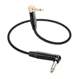 CERRXIAN 3.5mm TS Mono Right Angle Male to 6.35mm TS Mono Right Angle Male Audio Cable,0.3M/1FT Leather Textured Cord, Short TS Mono Patch Cable for Electric Guitar, Mixer, Amplifier, Speaker