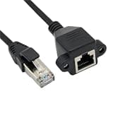 Bulkhead RJ45 Female to Male Cat5e STP Ethernet Cable-Shielded Panel Mount