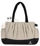 Diaper Bag Tote with Zipper, Large Brown Mommy Bag for Women with Long Shoulder Strap, Weekender Travel Toiletry Dance Hand Bag, Gift for Women Mom Girls Nurse.