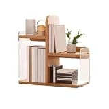 WANGHAI2024M Bookcases Minimalist Staggered Wooden Display Bookshelf Home Storage Rack with Acrylic Baffle
