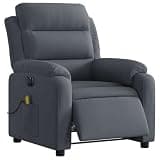 GKHPYURE Electric Massage Recliner Chair Dark Gray Velvet with 6 Vibration Points, Power Recline to 135 Degrees, Side Pocket, Wood and Metal Frame