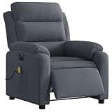 GKHPYURE Electric Massage Recliner Chair Dark Gray Velvet with 6 Vibration Points, Power Recline to 135 Degrees, Side Pocket, Wood and Metal Frame