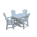 Keystone Amish Co. Poly Composite Thompson Adirondack 5-Piece Counter Height Dining Set with 4' Table, Bright White