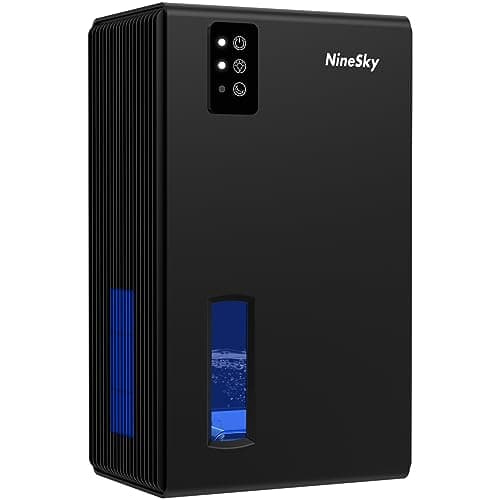 NineSky Dehumidifiers for Home, 1000 Sq.Ft Dehumidifier with 95oz Water Tank, Quiet Dehumidifier for Basement Bathroom Bedroom with 7-Color Ambient Light & Auto Shut Off, Black