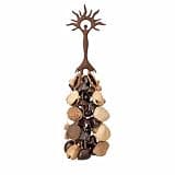 Natural Shell Chime Instrument, Handcrafted Wooden Hanging Percussion Shaker, Boho Wind Chime Sound Accent with Natural Shell Pods for Music Room, Meditation, Yoga, Home Studio Decor