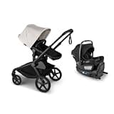 Bugaboo Kangaroo Stroller Travel System Bundle – All-Terrain Single-to-Double Stroller + Bugaboo Turtle Air Shield by Nuna Infant Car Seat with Recline Base – Newborn to Toddler - Misty White