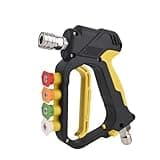 Pressure Washer Short Spray Gun Compatible with 5000 PSI Systems with 1/4 Inch Quick Connector Outlet and 3/8 Inch Quick Plug Inlet and Nozzle Tips Holder