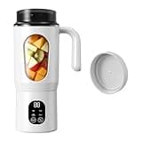 Portable Blender 12-Blades Portable Juicer for Smoothies, 600ml Rechargeable Personal Blenders with Handle & Extra Lid, USB-C Mini Blender Cup for Travel, Office, Gym, BPA-Free (White)