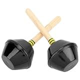 2Pcs Sand Hammer Instrument, Percussion Shaker for Orff Schulwerk, Preschool Music Toy with Aluminum Body and Iron Grit, Beech Wood Handle for Children Ages 3-8 (Black)