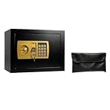 0.23/0.43/0.8 Cu Ft for home Security Safe, Digital Keypad Steel Safe Box with Emergency Key, Fireproof Safe with Removable Shelf for Cash Jewelry Documents (0.8 cubic feet, black)