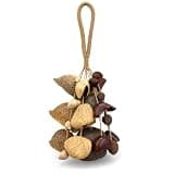 Natural Seed Rattle, Seed Pod Percussion Instrument with 24 Nutshells, Hanging Hand Rattle for Meditation, Yoga, Sound Healing, Relaxing Music