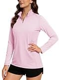 TACVASEN Women's Golf Shirts Quarter Zip Pullover Long Sleeve Workout Tops UPF 50+ Rash Guard Light Pinks, M