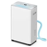 2500 sq.ft Dehumidifier for Home and Basement,Max 34 Pints Dehumidifier with Drain Hose,Ultra Quiet with Auto Defrost,Three Modes,Intelligent Dehumidifier for Bedroom,Bathroom,Large Room(Cream)