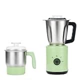 Morrispeed 2-in-1 Blender Grinder, Multi-Function Smoothie Blender & Dry Spice, 2 Speed Control, Stainless Steel Small Food Processor for Bean Nuts Juice,Green- Stirring and Grinding