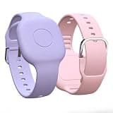 Silicone Bracelet for Tile by Life360 Mate (2024) Tracker, 2 Pack Waterproof Protective Hidden Holder for Tile Mate 2024/2022, Adjustable Watch Band for Kids/Child/Teen/Elderly, Pink+Purple