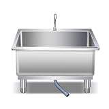 Eoweiot Stainless Steel Commercial Floor Mop Sink Utility Tub with Deep Basin for Kitchen/Restaurant/Business/Garages (80 * 40 * 50cm)