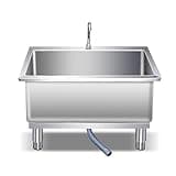 Eoweiot Stainless Steel Commercial Floor Mop Sink Utility Tub with Deep Basin for Kitchen/Restaurant/Business/Garages (100 * 40 * 50cm)