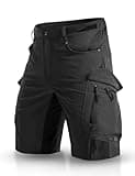 XKTTAC Men's Outdoor Quick Dry Lightweight Stretch Cargo Shorts for Hiking, Tactical, Casual, Fishing, Golf, Camping, Travel with 6 Pockets (Black, Large)