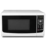 Countertop Microwave Oven With LED Lighting & Child Lock, 0.7 Cu Ft White-Clear LED Display With Kitchen Timer, Clock,and Child Safety Lock, Compact Form Factor That Works With Any Kitchen Countertop