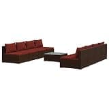 TUERYAFEK Modular Poly Rattan Patio Lounge Set with Cushions, Brown Outdoor Seating with Sturdy Steel Frame