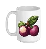 Mangosteen Pixel Art Ceramic Mug, White, 15oz