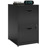 Polup 2 Drawer File Cabinet with Lock, Metal File Cabinets for Home Office, Two Drawer Locking Filing Cabinet, Small File Cabinet for Under Desk for Hanging Letter Size, Black, Assembly Required