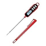 Lonicera Digital Cooking Thermometer for Bread Baking, 5" Probe, Instant Read 2-3s, IPX6 Waterproof Food Thermometer with Backlight, for Liquid, Water & Meat (Red)