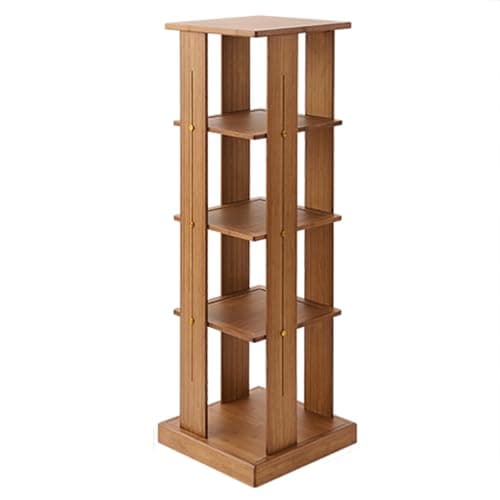 YQMHEZ Rotating Bookshelf, Narrow Book Shelf Organizer, 360 Spinning Display Rack, Corner Bookshelf Wall, Floor Standing Bookcase Storage Rack(Natural,4 Tier:125cm)